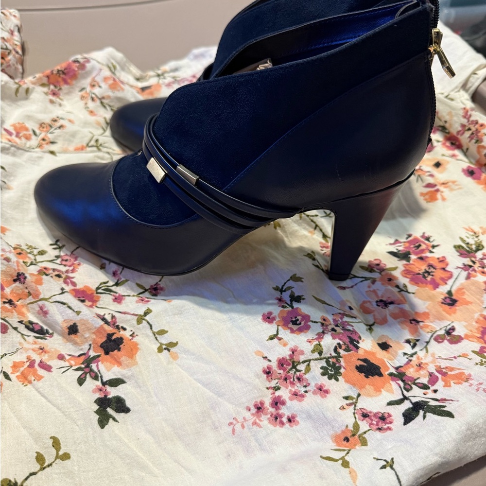 Bella Vita Navy Ankle Boots with Strap Detail - Picture 4 of 10